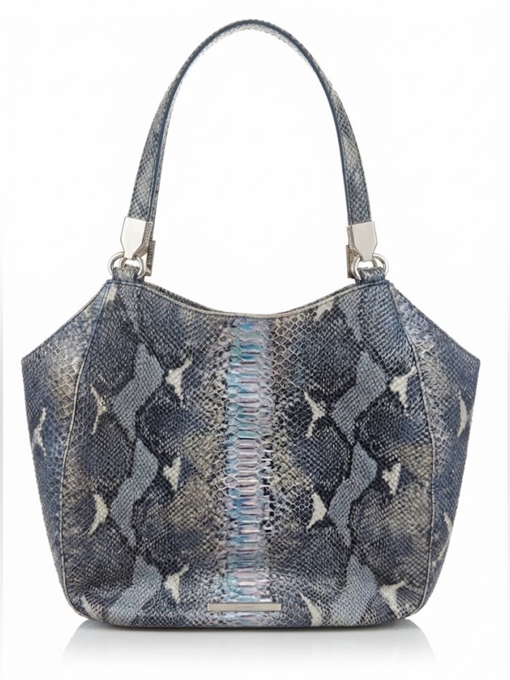 Brahmin Blue Snake-Print Hobo Shoulder Bag